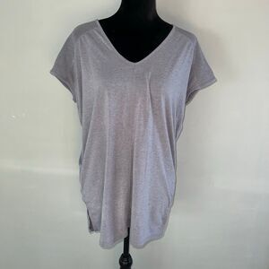 Athleta Gray Lightweight V Neck Activewear Shirt Top Size XS